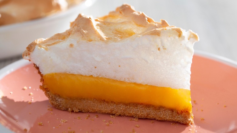 Slice of lemon meringue pie